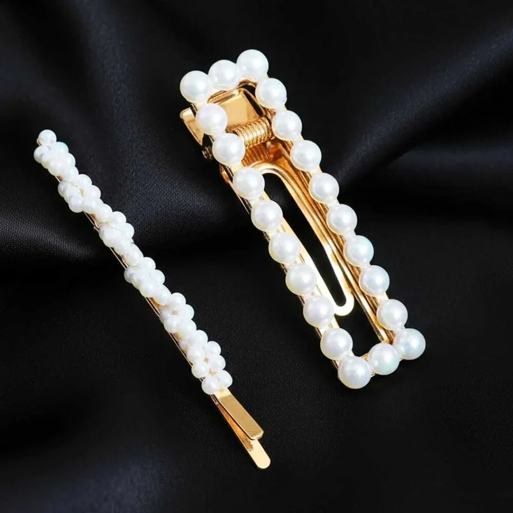 Ladies 2 Pearl Bobby Pin Clip Hair Accessories